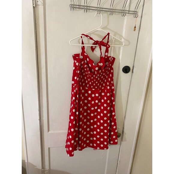 FunFash Women's Red Polka Dot Rockabilly Fit And Flare Halter Dress - 22/24 - Picture 3 of 14